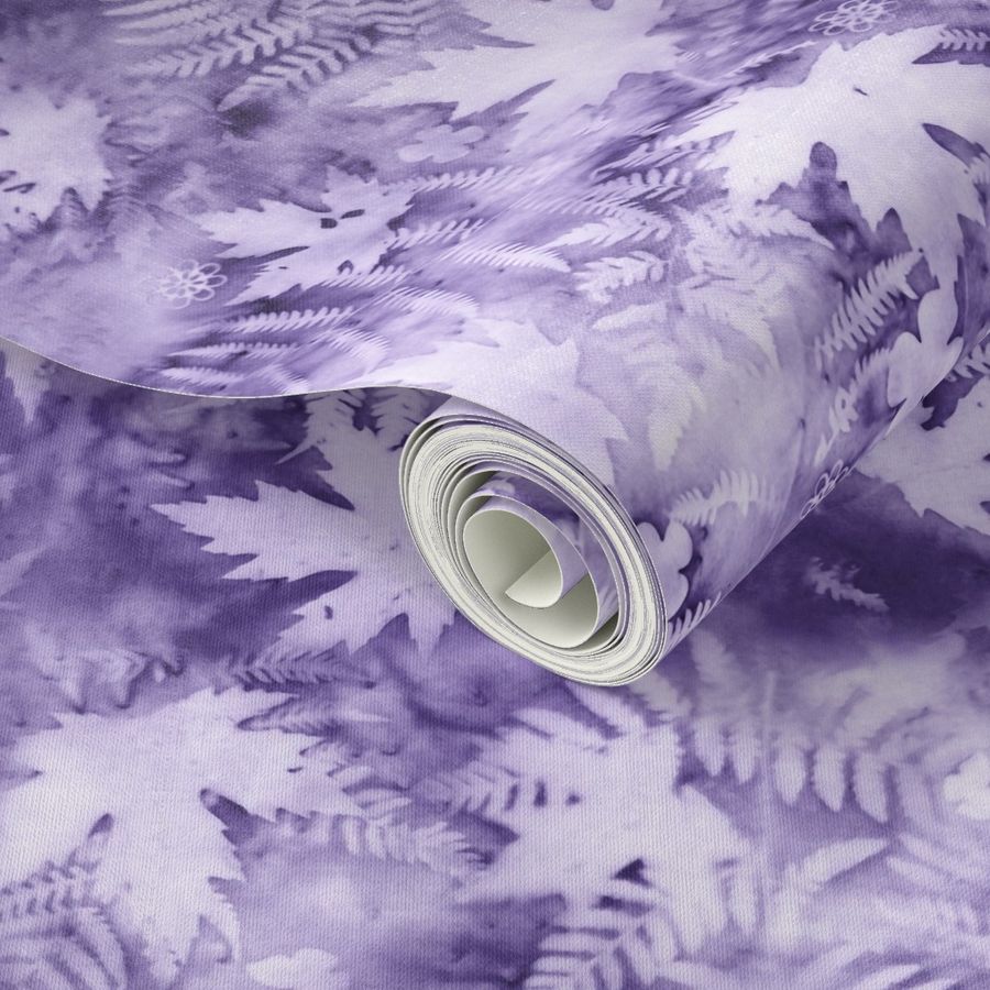 Large Shades of Grape Purple and White Ferns and Maples Sunprints