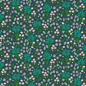 Emerald Bloom - Ditsy Floral Pattern