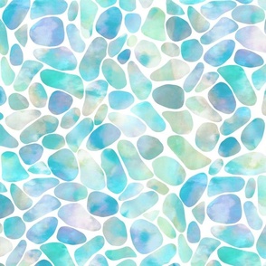 Sea Glass Mosaic Turquoise on White 300L