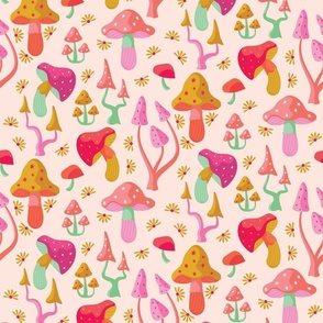 Dancing Mushrooms - Whimsical Forest Pattern