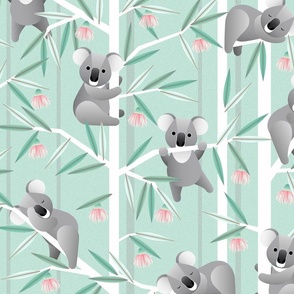 koalas in eucalyptus on mint