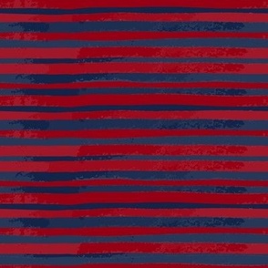 Thick Watercolor Stripes Dark Red Navy Medium scale Horizontal Repeat