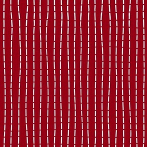 Thin Stitch White on Dark red Medium Scale Vertical repeat 8" x 8"