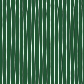 Thin Stripe White on Dark Green  Medium Scale Vertical repeat 8" x 8"