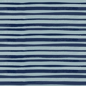 Thick Watercolor Stripes French Blue Navy Medium Scale Horizontal repeat 8x 8