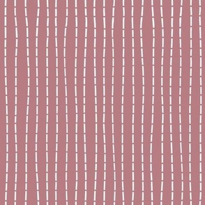 Thin Stitch white on Dusty Rose Medium Scale Vertical repeat 8x 8