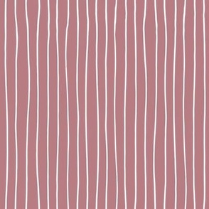 Thin Stripe white on Dusty Rose Medium Scale vertical repeat 8x8