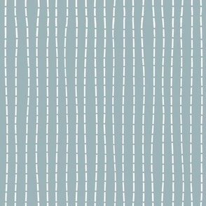 Thin Stitch White on  French Blue white Medium Scale vertical repeat