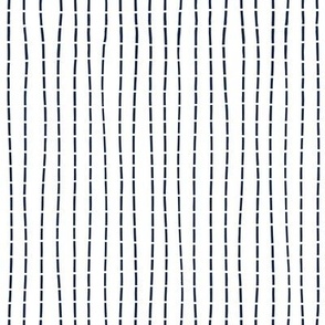 Thin Stitch Navy on white Medium Scale vertical repeat