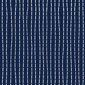 Thin Stitch White on Navy Medium Scale vertical repeat 8" x 8"