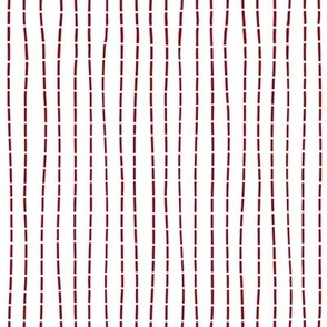 Thin Stitch dark red on white Medium Scale vertical repeat 8" x 8"