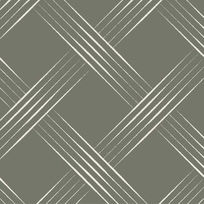 thin lined lattice _ creamy white_ limed ash green _ elegant geometric trellis weave