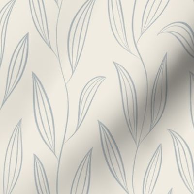 vines with leaves _ creamy white_ french grey blue _ hand drawn brush stroke cream ivory botanical