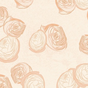 Floral Design in Peach and Pink on a Cream background