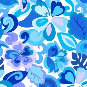 290 Groovy Tropical Flowers blue