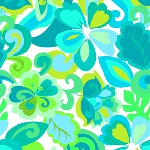 290 Groovy Tropical Flowers green