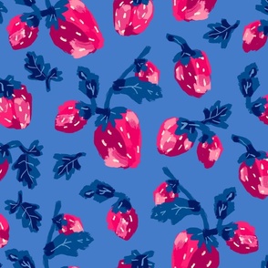 Pink Fresh Strawberries - Blue Large Scale