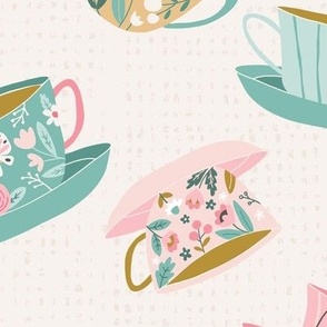 Floral Teacups Multidirection Large Scale