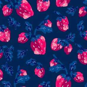 Pink Fresh Strawberries - Navy Large Scale