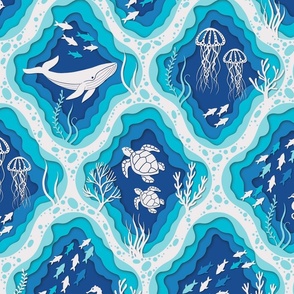 Windows through the ocean (my favorite thing about Earth) paper cut style.