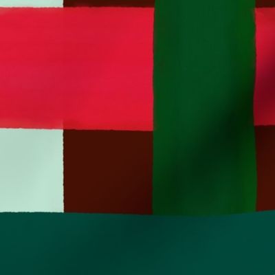 Christmas block print. Minimalist Christmas. Medium scale. Christmas colour stripes. Gingham grid. Bold modern grid.