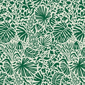 Rainforest / tropical flora green invert medium scale