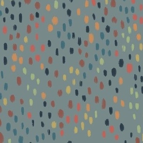 Painterly Dots on Green Grey