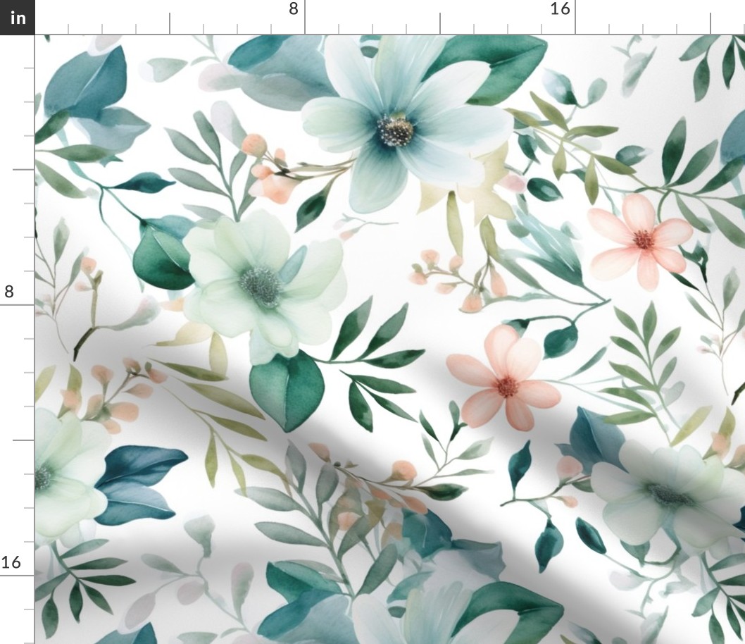 Tranquil Blooms - Serene Floral Pattern