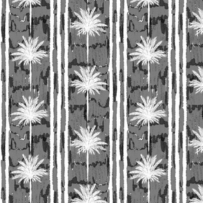 Charcoal Palms Striped Motif