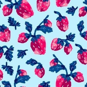 Pink Fresh Strawberries - Light Blue Regular Scale