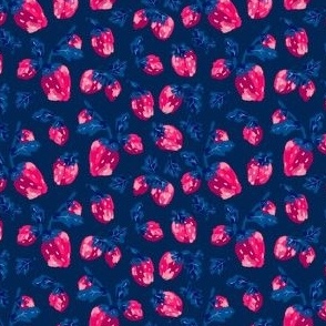 Pink Fresh Strawberries - Navy Small Scale