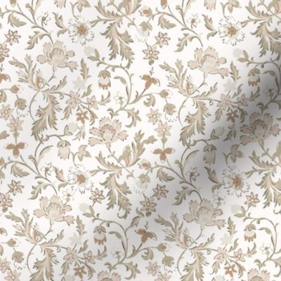 Vintage Paisley Floral - Sage Brown Neutral