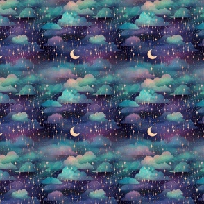 Sweet Dreams Soft Whimsical Pastel Cloudy Night Sky 6