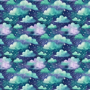 Sweet Dreams Soft Whimsical Pastel Cloudy Night Sky 13
