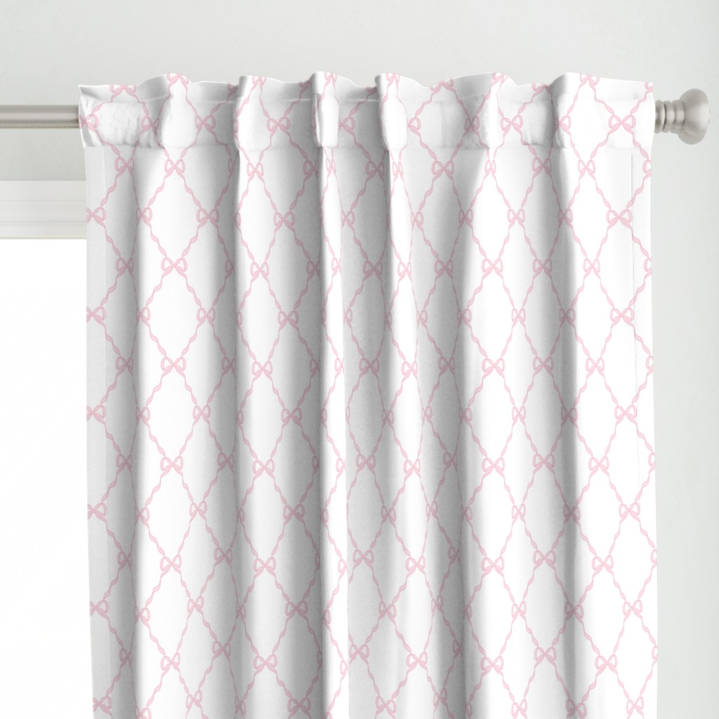 Classic Bow Trellis Pink on White, Nursery Print, Heirloom Print, Newborn Baby Girl Bedding  Blanket Sheets, Grandmillennial Classic Bow Lattice PF53C