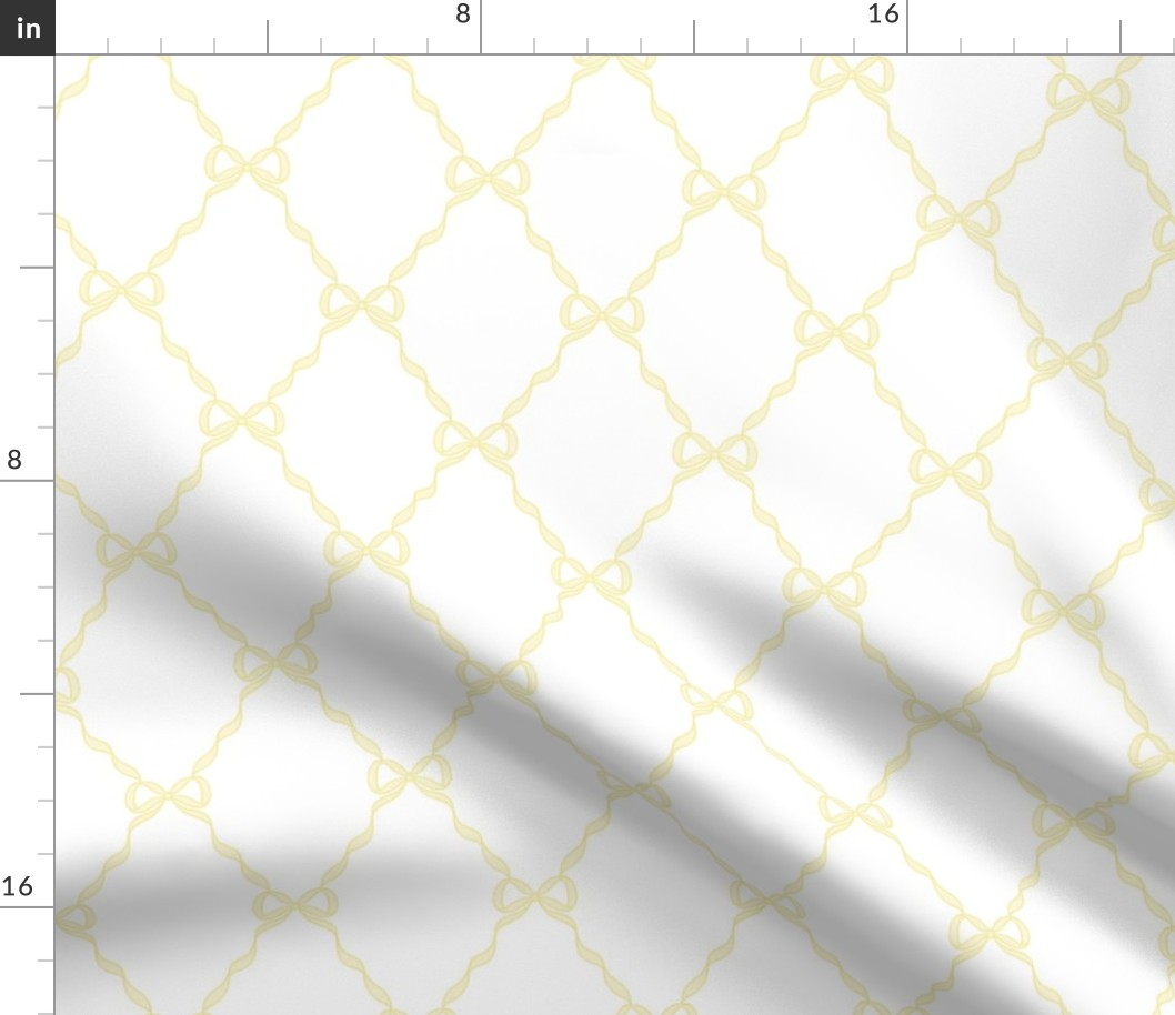 Classic Bow Trellis Sunshine Yellow on White, Nursery Print, Heirloom Print, Newborn Baby Girl Bedding  Blanket Sheets, Grandmillennial Classic Bow Lattice  PF053G