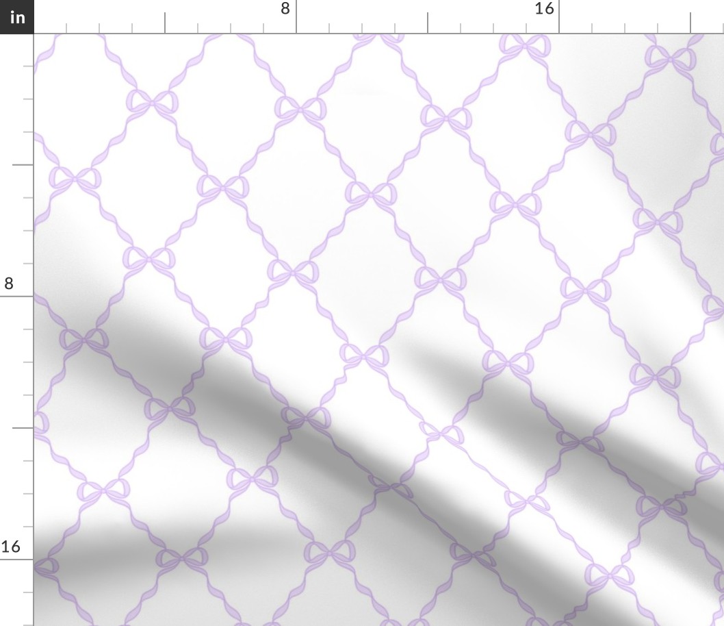 Classic Bow Trellis Lilac on White, Nursery Print, Heirloom Print, Newborn Baby Girl Bedding  Blanket Sheets, Grandmillennial Classic Bow Lattice pf053i