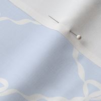 Classic Bow Trellis White on Blue, Nursery Print, Heirloom Print, Newborn Baby Boy Bedding Blanket Sheets, Grandmillenial Classic Bow Lattice PF053o