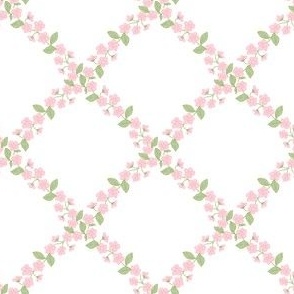 Pink Floral Trellis, Pink Garden Rose Lattice PF059A