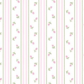 Rosebud Stripe Heirloom Grandmillennial, Vintage Rose Stripe, Preppy Stripe, Girls Bedroom, Girls Dress Print PF061B