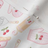 Cosy Cherry Pie Baking, Rolling Pin, Pink and Red, Cosy Baking, Fall Baking, Oven Mitts, Pie Dish PF062