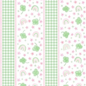 Grandmillennial St Patricks gingham, clover, rainbow and florals, pretty St Pats, Preppy St Patricks PF121B