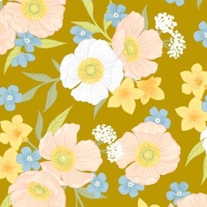 Romantic Soft Florals Mustard