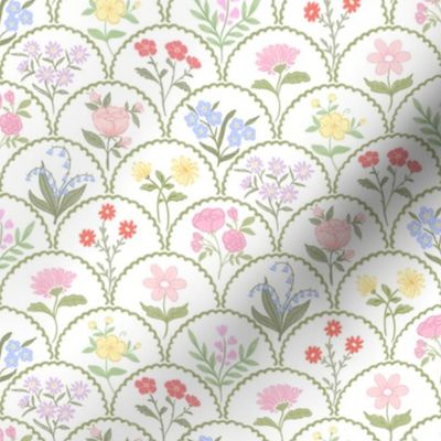 Wildflowers Scallop Trellis, Cottage Floral Scalloped PF036D