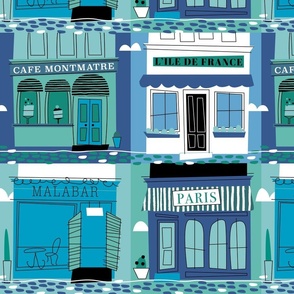 French cafe blue green