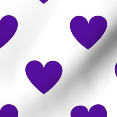 Regular purple hearts on white - extra large
