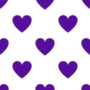 Regular purple hearts on white - large