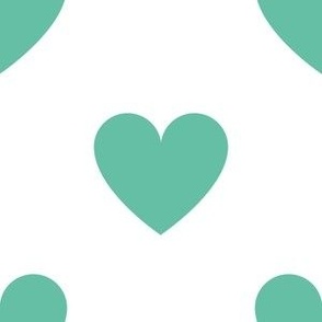 Regular aqua hearts on white - extra large