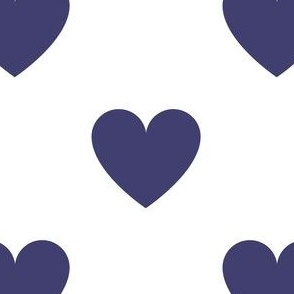 Regular navy blue hearts on white - extra large