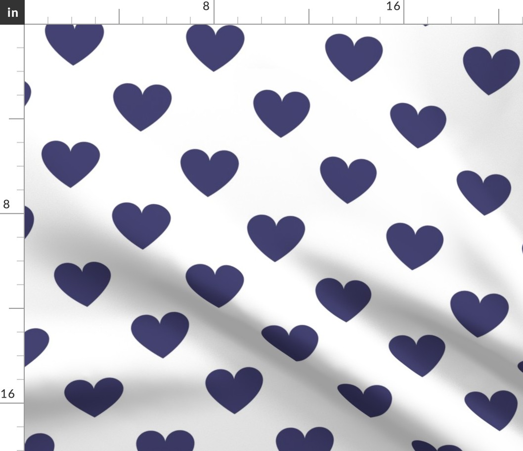 Regular navy blue hearts on white - extra large